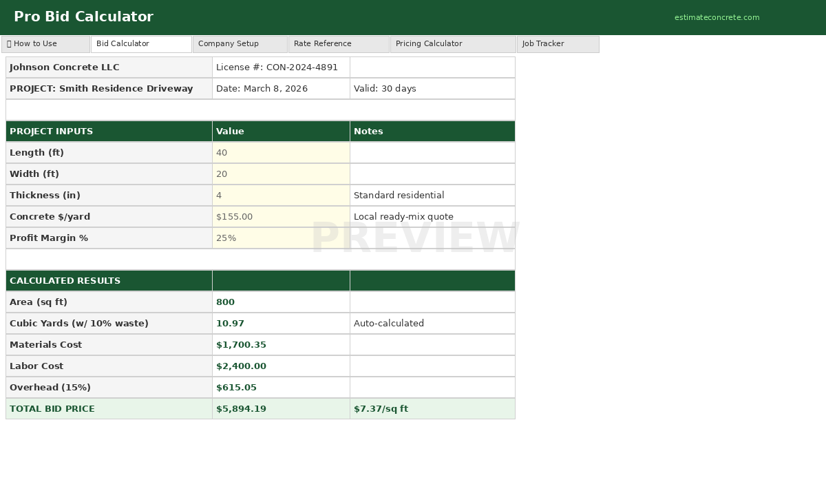 Pro Bid Calculator preview