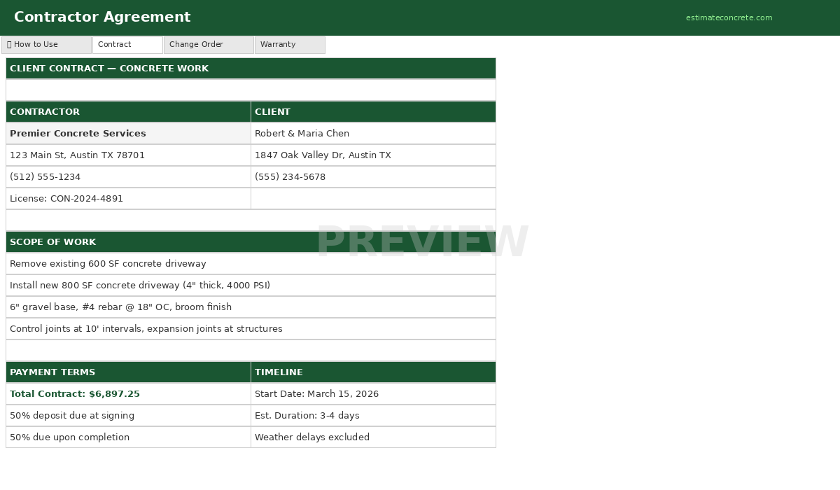 Contract Template preview
